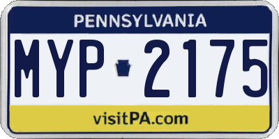 PA license plate MYP2175