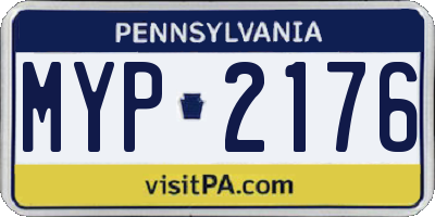 PA license plate MYP2176