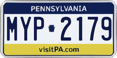 PA license plate MYP2179