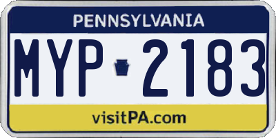 PA license plate MYP2183
