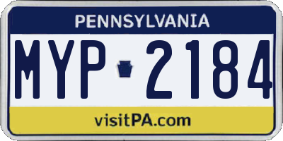PA license plate MYP2184