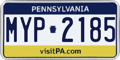 PA license plate MYP2185
