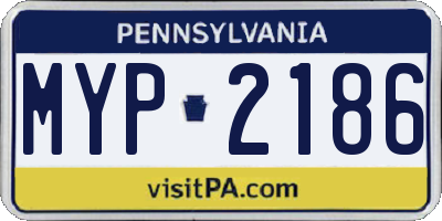 PA license plate MYP2186