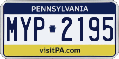 PA license plate MYP2195
