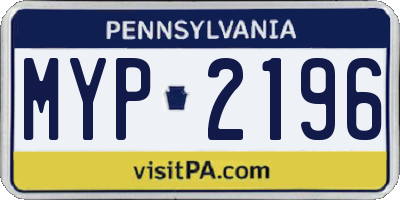 PA license plate MYP2196