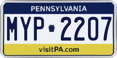 PA license plate MYP2207
