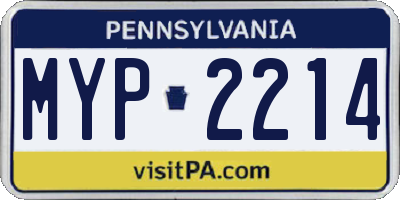 PA license plate MYP2214