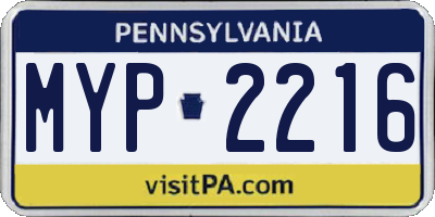 PA license plate MYP2216