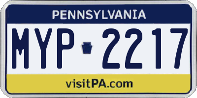 PA license plate MYP2217