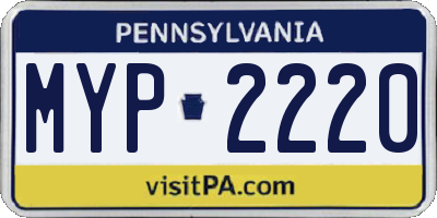PA license plate MYP2220