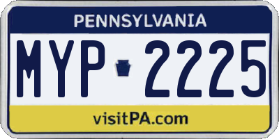 PA license plate MYP2225