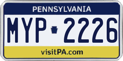 PA license plate MYP2226