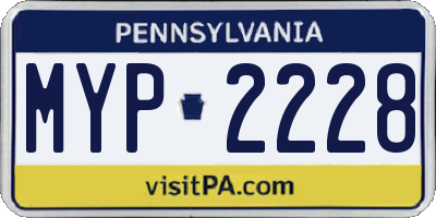 PA license plate MYP2228