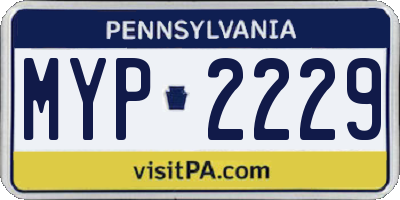 PA license plate MYP2229