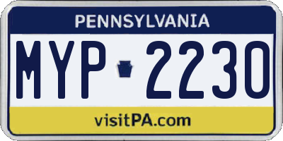 PA license plate MYP2230