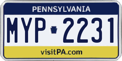 PA license plate MYP2231