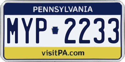 PA license plate MYP2233