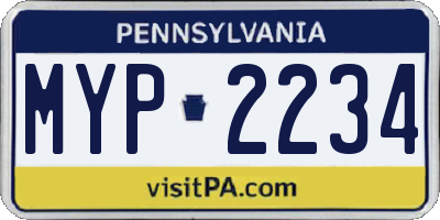 PA license plate MYP2234