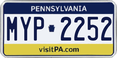 PA license plate MYP2252