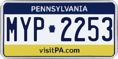 PA license plate MYP2253