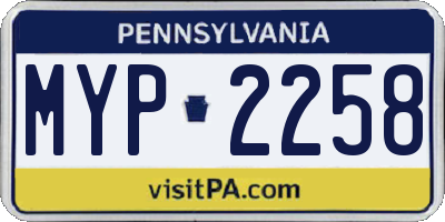PA license plate MYP2258