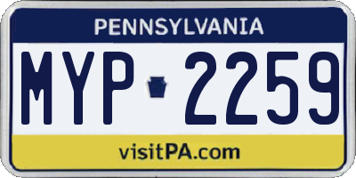 PA license plate MYP2259