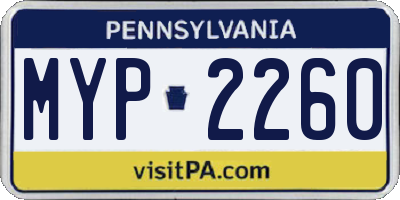 PA license plate MYP2260