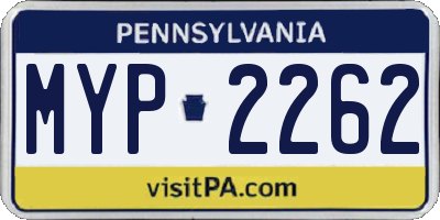 PA license plate MYP2262