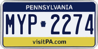PA license plate MYP2274