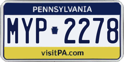 PA license plate MYP2278