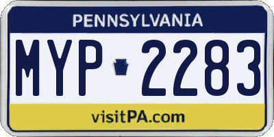 PA license plate MYP2283