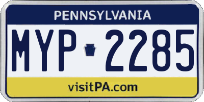 PA license plate MYP2285
