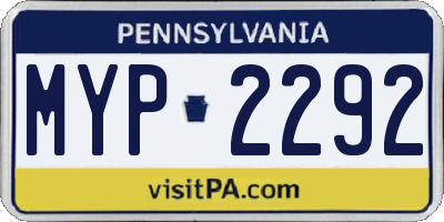 PA license plate MYP2292