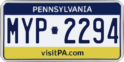 PA license plate MYP2294