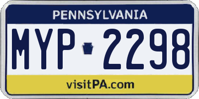PA license plate MYP2298