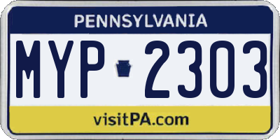 PA license plate MYP2303
