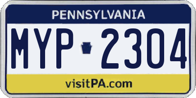 PA license plate MYP2304