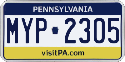 PA license plate MYP2305