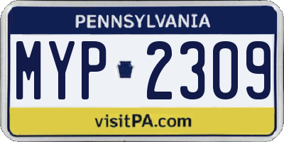 PA license plate MYP2309