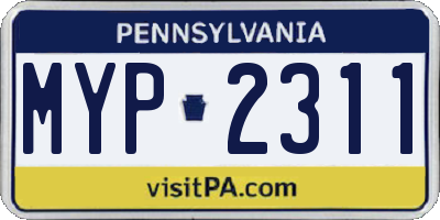 PA license plate MYP2311