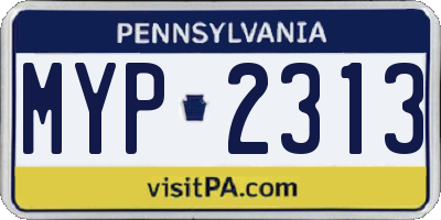 PA license plate MYP2313