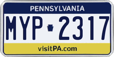 PA license plate MYP2317