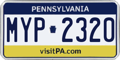 PA license plate MYP2320