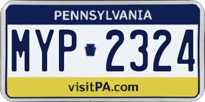 PA license plate MYP2324