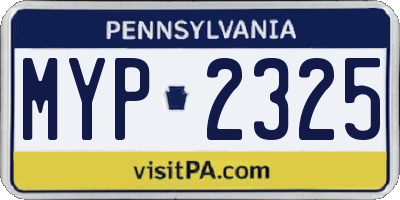 PA license plate MYP2325