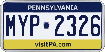 PA license plate MYP2326