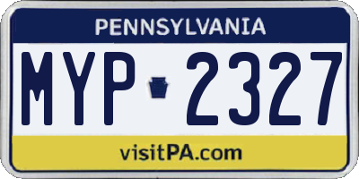 PA license plate MYP2327