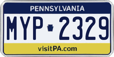 PA license plate MYP2329