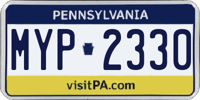 PA license plate MYP2330