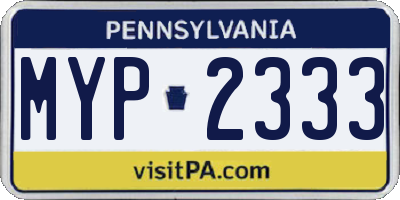 PA license plate MYP2333